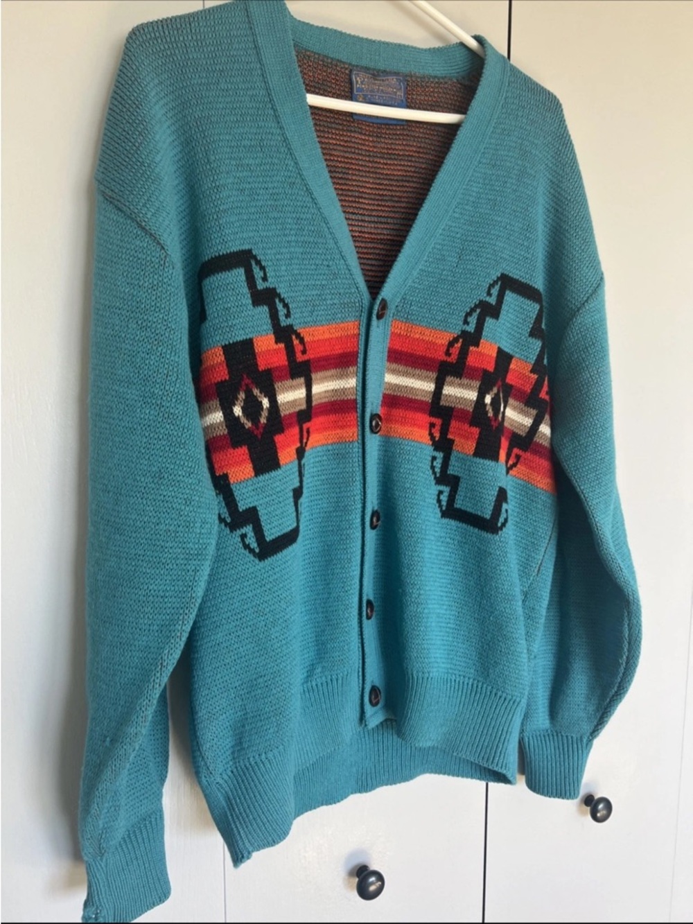 Vintage Pendleton Turquoise Southwestern Button-Front Cardigan